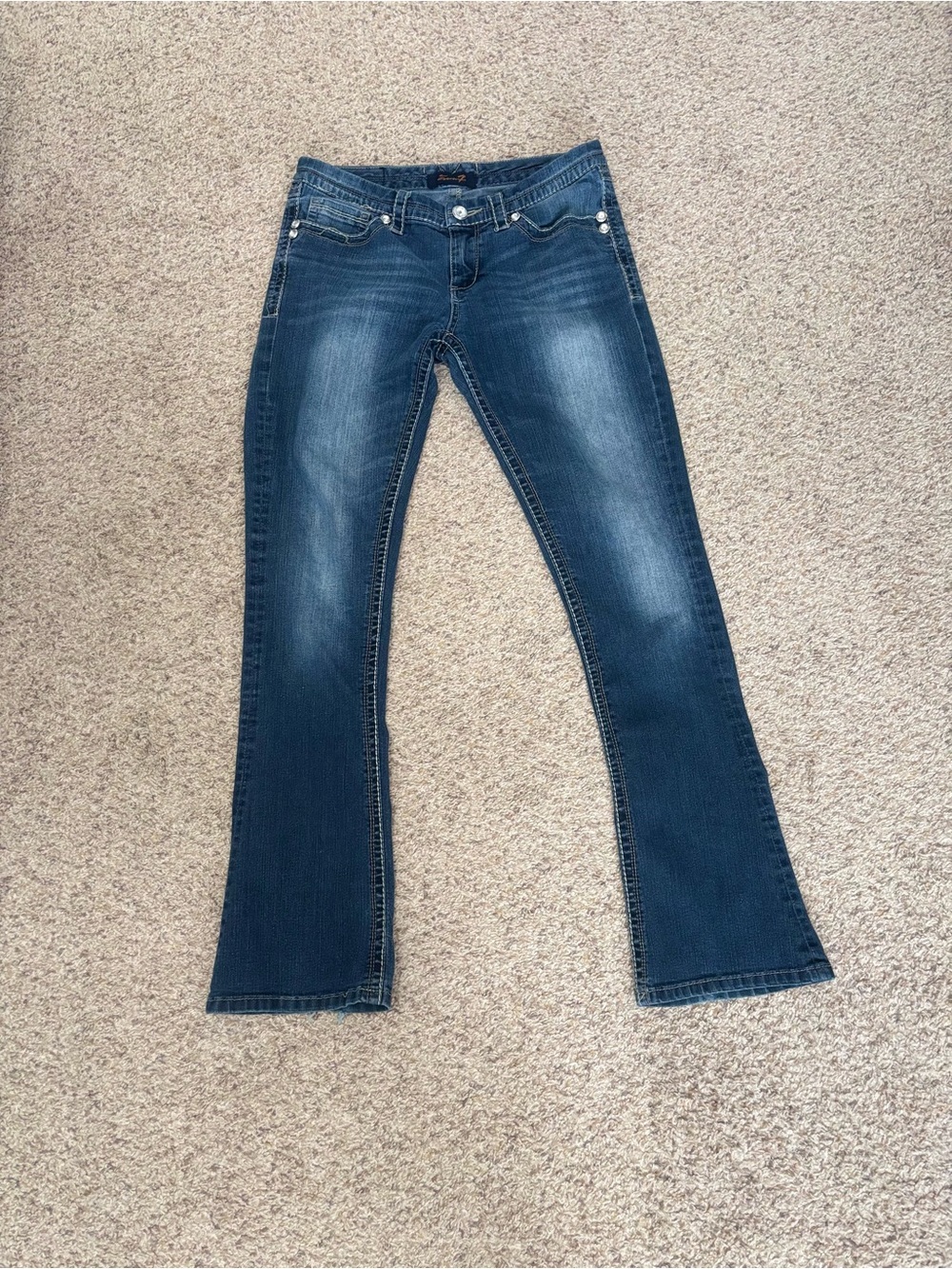 Seven7 Women's Dark Blue Flare Jeans